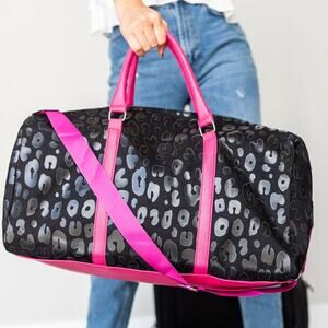 Black Pink Leopard Canvas Weekender Bag